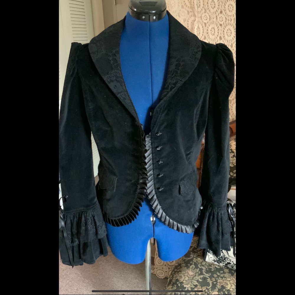 M Blacklist Black Velvet Goth Princess Jacket Coat